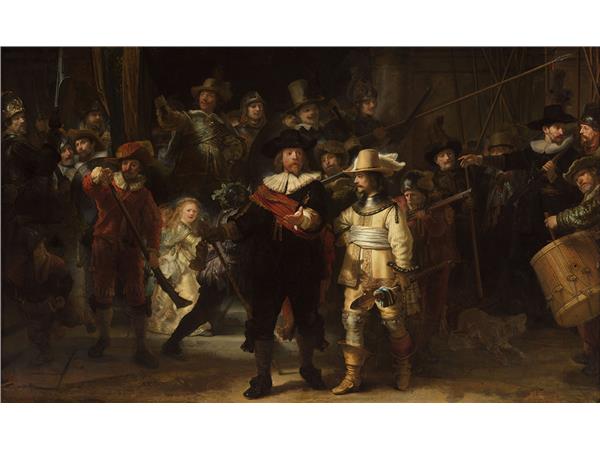 Een Wanddecoratie The Night Watch by Rembrandt van Rijn 118x70cm Dibond wit koop je bij Meubels and More