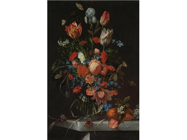 Een Wanddecoratie Vase with Flowers by Jan Davidsz. de Heem 98x148cm Dibond wit koop je bij Meubels and More