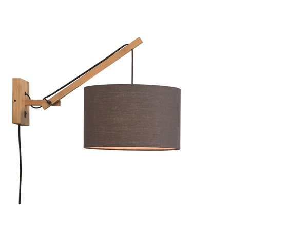 Een Wandlamp Andes bamboe nat. kap 32x20cm eco linnen d.grijs S koop je bij Meubels and More