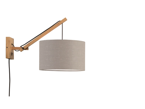 Een Wandlamp Andes bamboe nat. kap 32x20cm eco linnen l.grijs S koop je bij Meubels and More