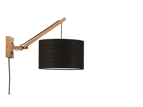 Een Wandlamp Andes bamboe nat. kap 32x20cm eco linnen zw S koop je bij Meubels and More