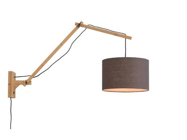 Een Wandlamp Andes bamboe nat. kap 33x20cm ecolin d.grijs L koop je bij Meubels and More