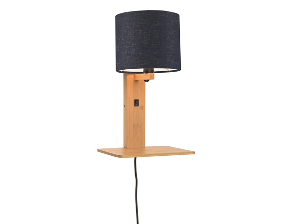 Een Wandlamp Andes bamboe nat plank kap 18x15cm ecolin bl.denim koop je bij Meubels and More