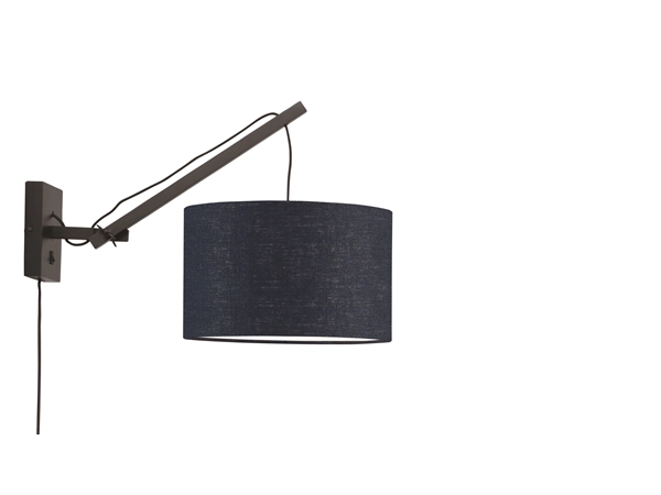 Een Wandlamp Andes bamboe zwart kap 32x20cm ecolin bl.denim S koop je bij Meubels and More