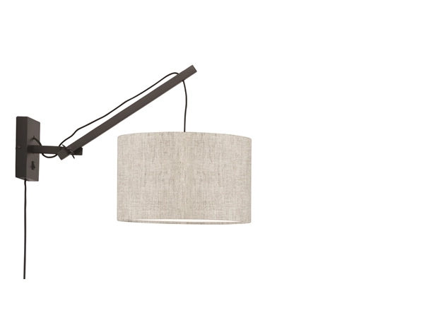 Een Wandlamp Andes bamboe zwart kap 32x20cm ecolin licht S koop je bij Meubels and More