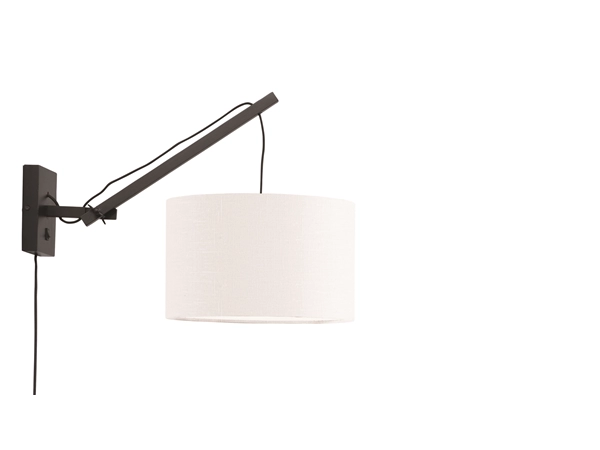 Een Wandlamp Andes bamboe zwart kap 32x20cm ecolin wit S koop je bij Meubels and More