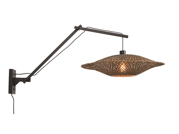 Een Wandlamp Bali bamboe zw. kap 60x15cm zwart naturel L koop je bij Meubels and More