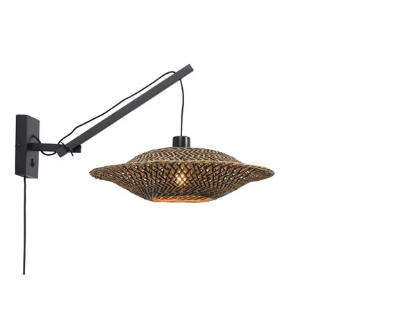 Een Wandlamp Bali bamboe zwart kap dia.44x12cm zw. nat S koop je bij Meubels and More