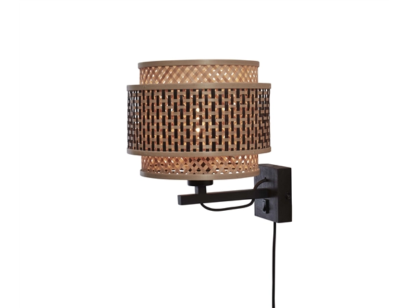 Een Wandlamp Bhutan bamboe zw. kap dia.25xh.20cm zw naturel koop je bij Meubels and More