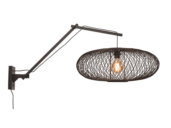 Een Wandlamp Cango bamboe zw. kap dia.60x25cm zwart L koop je bij Meubels and More