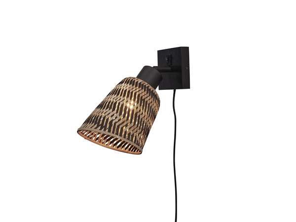 Een Wandlamp Java bamboe zwart dia.10x10cm kap 15x17cm zw nat. koop je bij Meubels and More