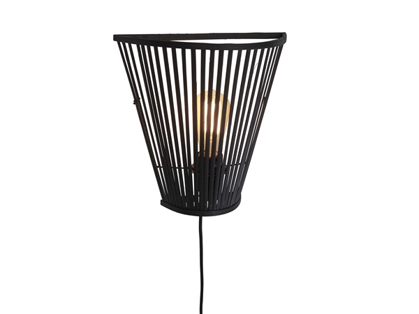 Een Wandlamp Merapi bamboe tapered 30xh.30cm zwart koop je bij Meubels and More