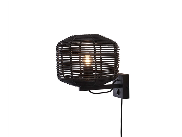 Een Wandlamp Tanami rotan dia.25xh.20cm zwart koop je bij Meubels and More