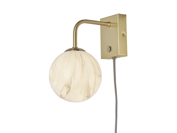 Een Wandlamp glas ijzer Carrara bol 12x18xh.21cm wit marmerprint goud koop je bij Meubels and More