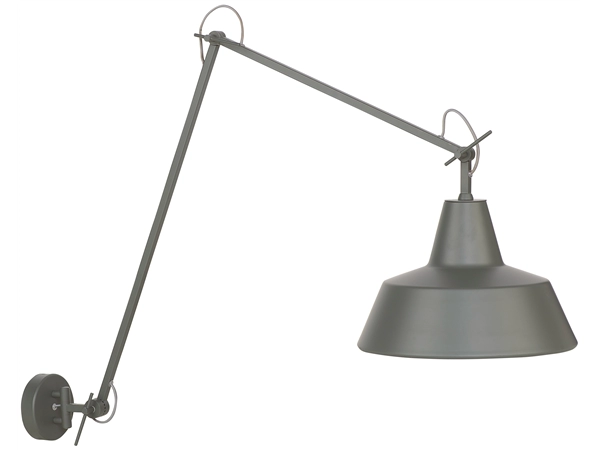 Een Wandlamp ijzer Chicago h.80cm l.60-130cm kap dia.36xh.24cm mat grijsgroen koop je bij Meubels and More