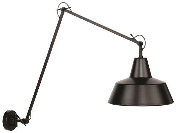 Een Wandlamp ijzer Chicago h.80cm l.60-130cm kap dia.36xh.24cm mat zwart koop je bij Meubels and More