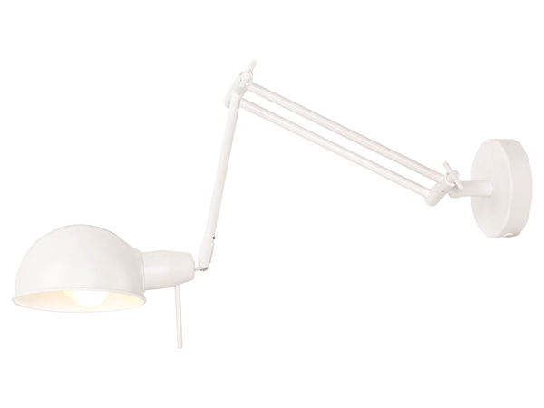 Een Wandlamp ijzer Glasgow h.37cm l.50-80cm kap dia.15xh.9cm mat wit koop je bij Meubels and More