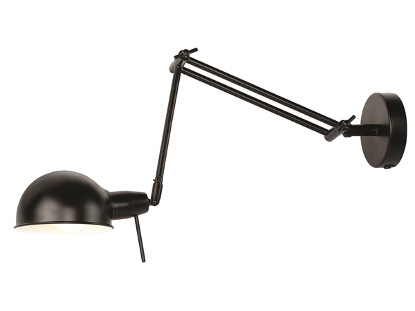 Een Wandlamp ijzer Glasgow h.37cm l.50-80cm kap dia.15xh.9cm mat zwart koop je bij Meubels and More