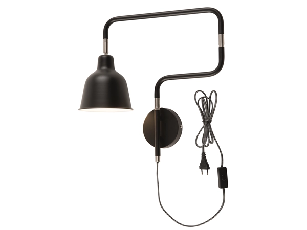 Een Wandlamp ijzer London b.44xh.40cm kap dia.16xh.16cm zwart koop je bij Meubels and More