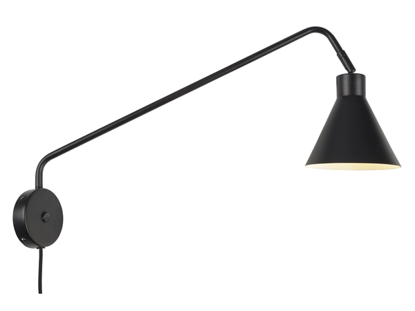 Een Wandlamp ijzer Lyon b.70xh.28cm kap.dia.16xh.17cm zwart koop je bij Meubels and More