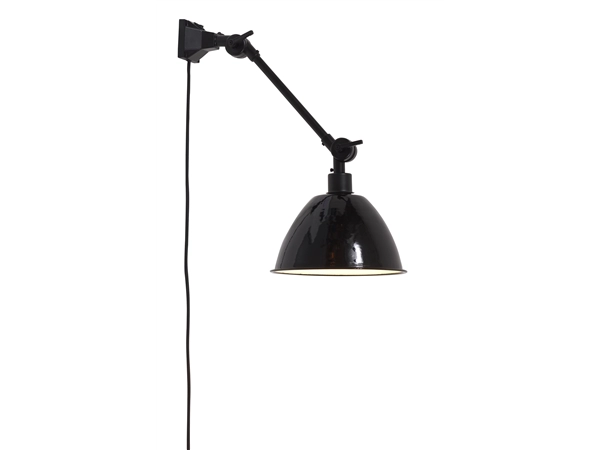 Een Wandlamp ijzer emaille Amsterdam h.30cm kap dia.25xh.15cm zwart S koop je bij Meubels and More