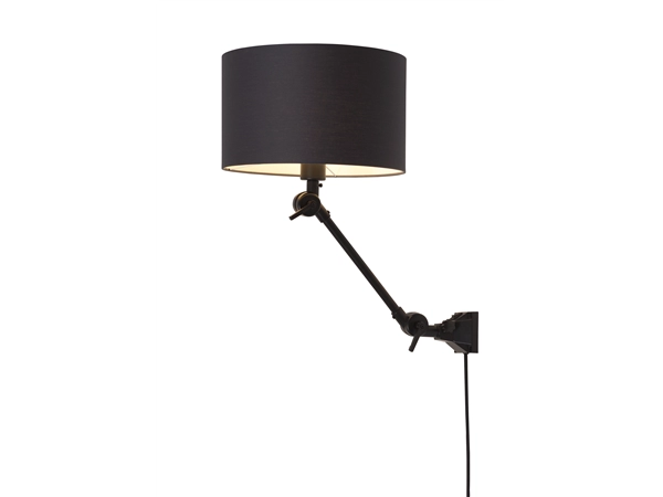 Een Wandlamp ijzer stof Amsterdam h.30cm kap 32x20cm zwart S koop je bij Meubels and More