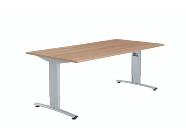 Een Bureau Basic T-poot instelbaar 62-86cm met kabelgoot blad melamine koop je bij Meubels and More