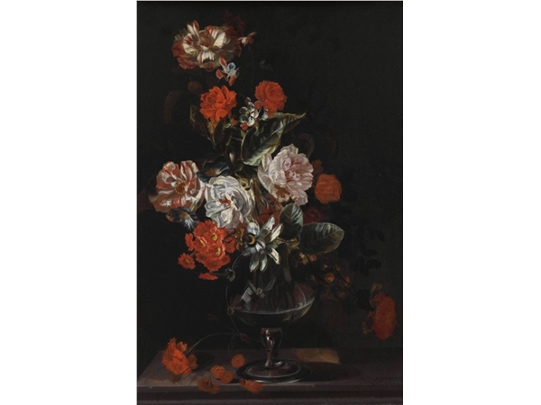 Een Wanddecoratie Still Life with Flowers by Jacob Campo Weyerman 98x148cm Dibond wit koop je bij Meubels and More