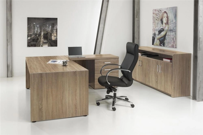 Een L-bureau Manage-it 210x210cm + ladeblok Robson eiken koop je bij Meubels and More