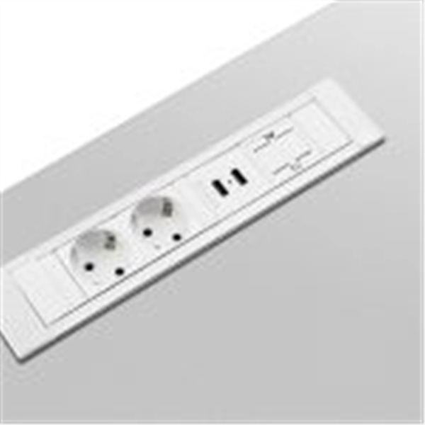 Powerdesk insert 2x 230V + 2x USB A Charge wit of zwart aluminium