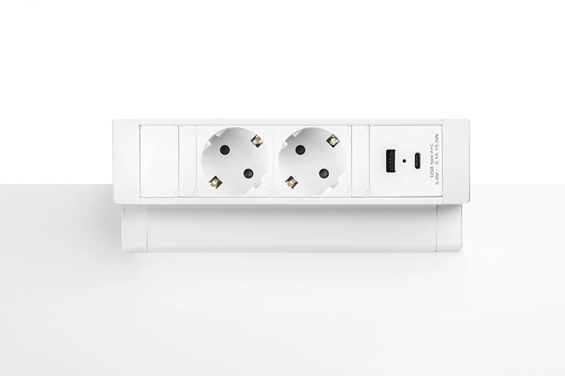 Een Opbouw contactdoos 2x stroom 1x USB A en C charge in wit of zwart koop je bij Meubels and More