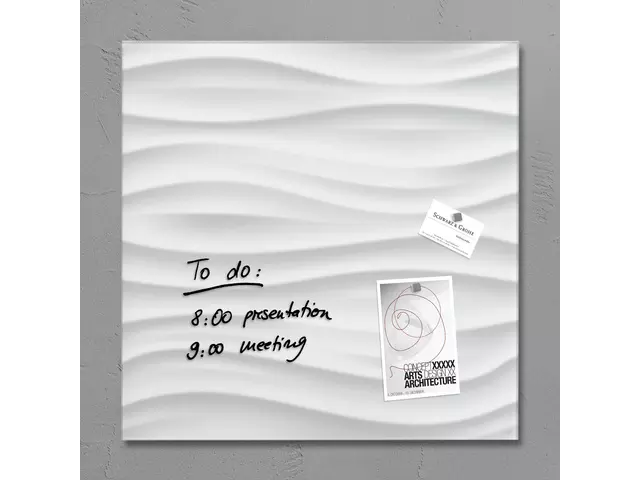 Een Glas-magneetbord Artverum 480x480x15mm White Wave koop je bij Meubels and More