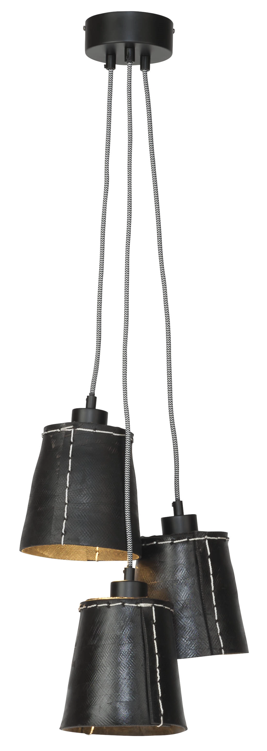 Een Hanglamp Amazon recycled autoband 3-kap h.16xdia.15cm zwart S koop je bij Meubels and More