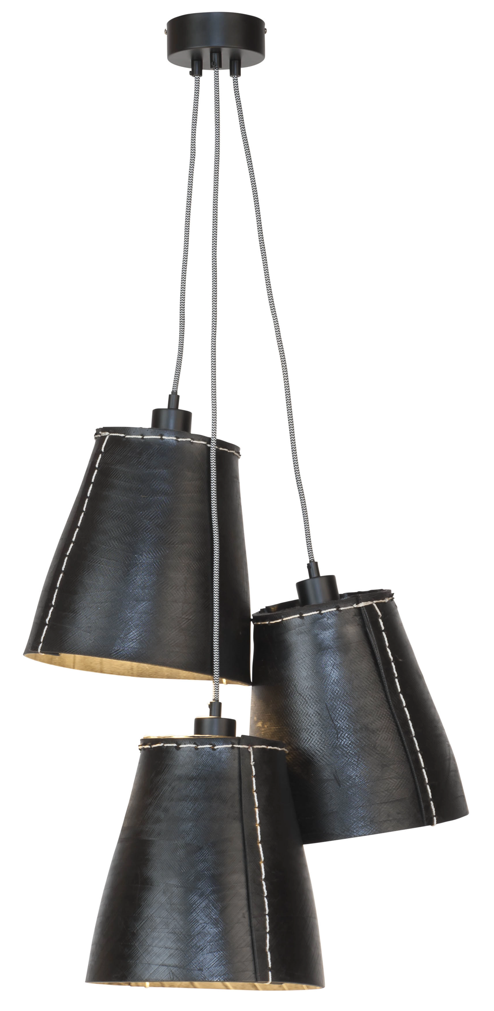 Een Hanglamp Amazon recycled autoband 3-kap h.26xdia.26cm zwart L koop je bij Meubels and More