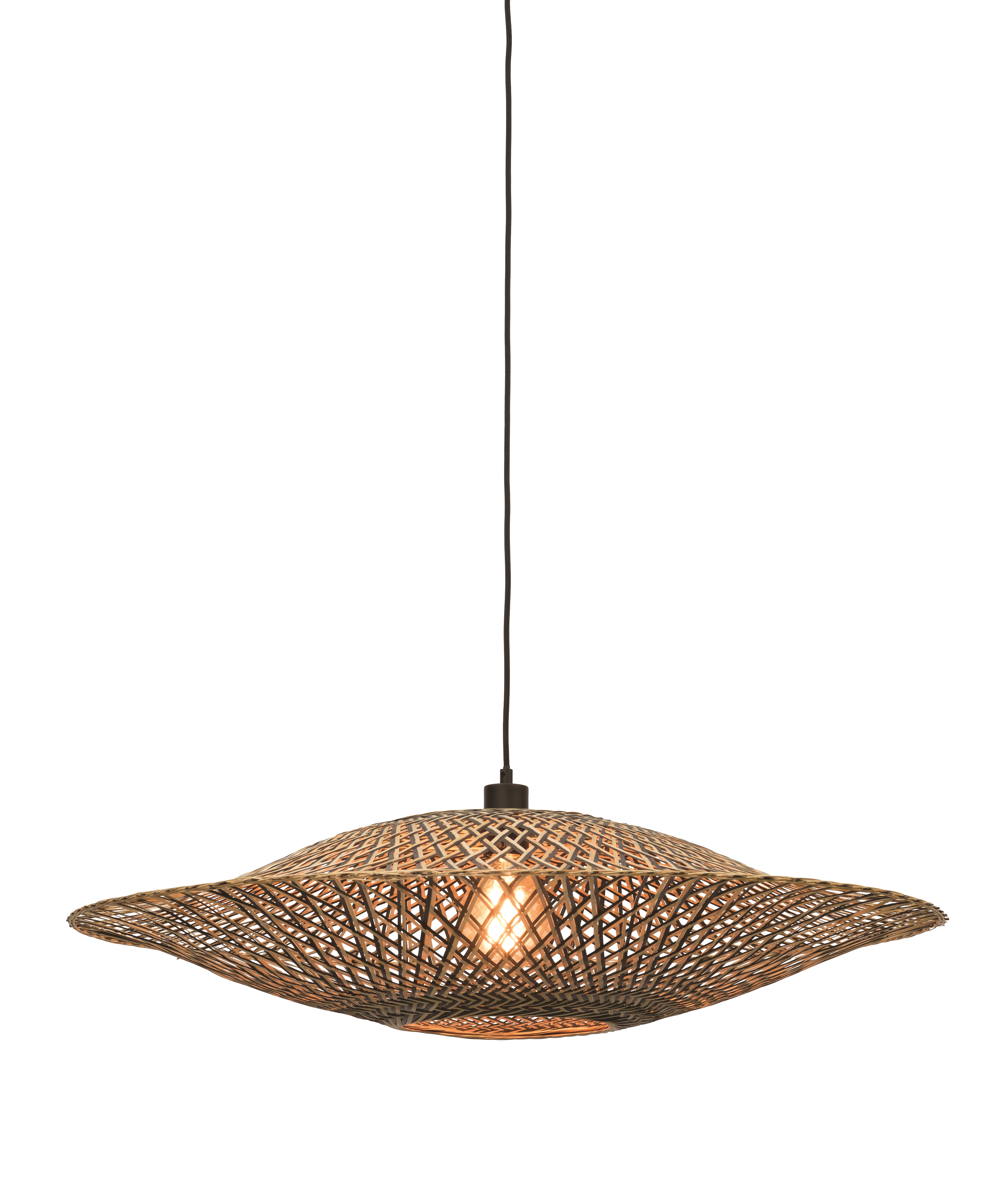 Een Hanglamp Bali bamboe horiz 87x20cm zwart naturel L koop je bij Meubels and More