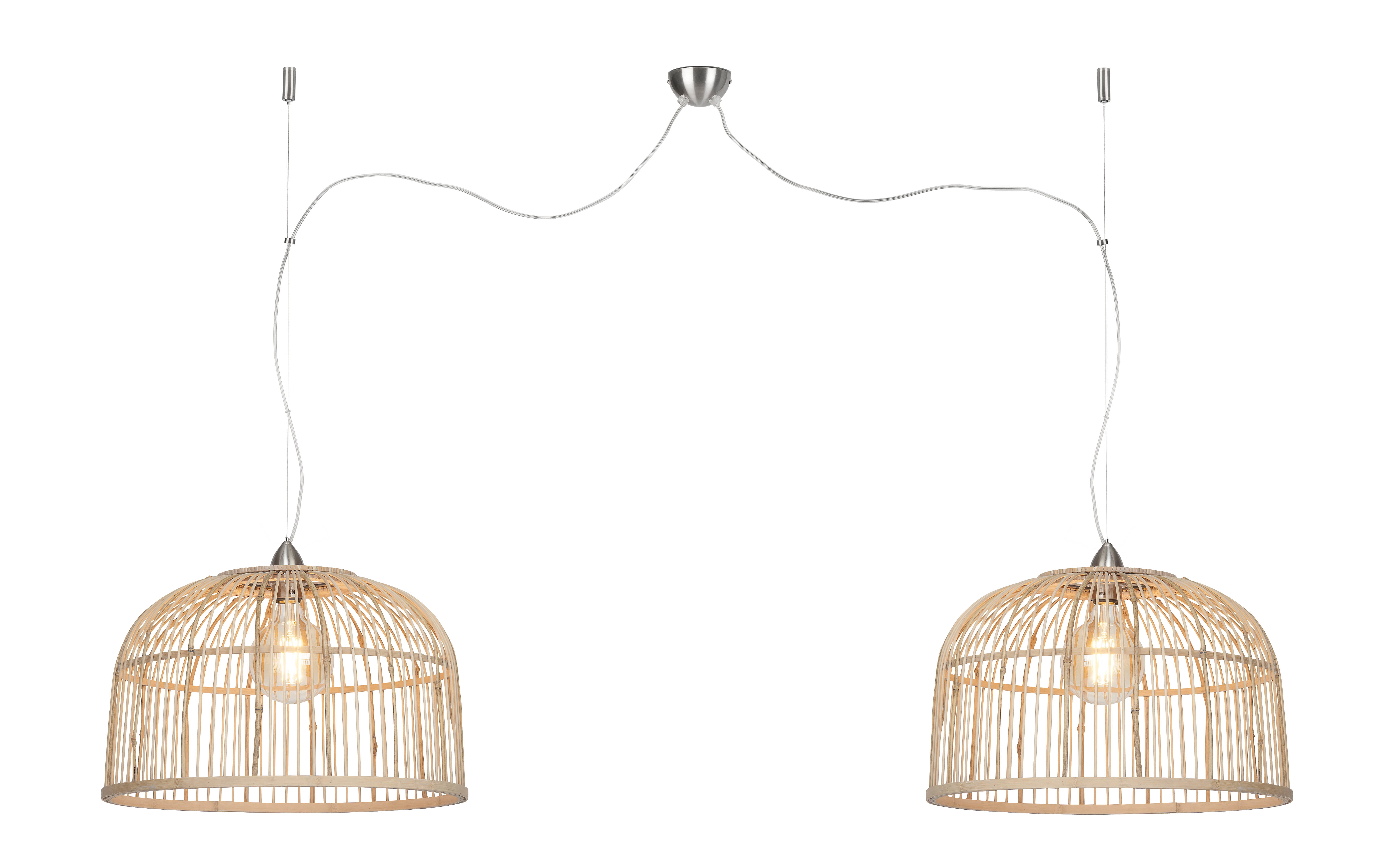 Een Hanglamp Borneo bamboe rond dia.52xh.32cm dubbel kap naturel L koop je bij Meubels and More