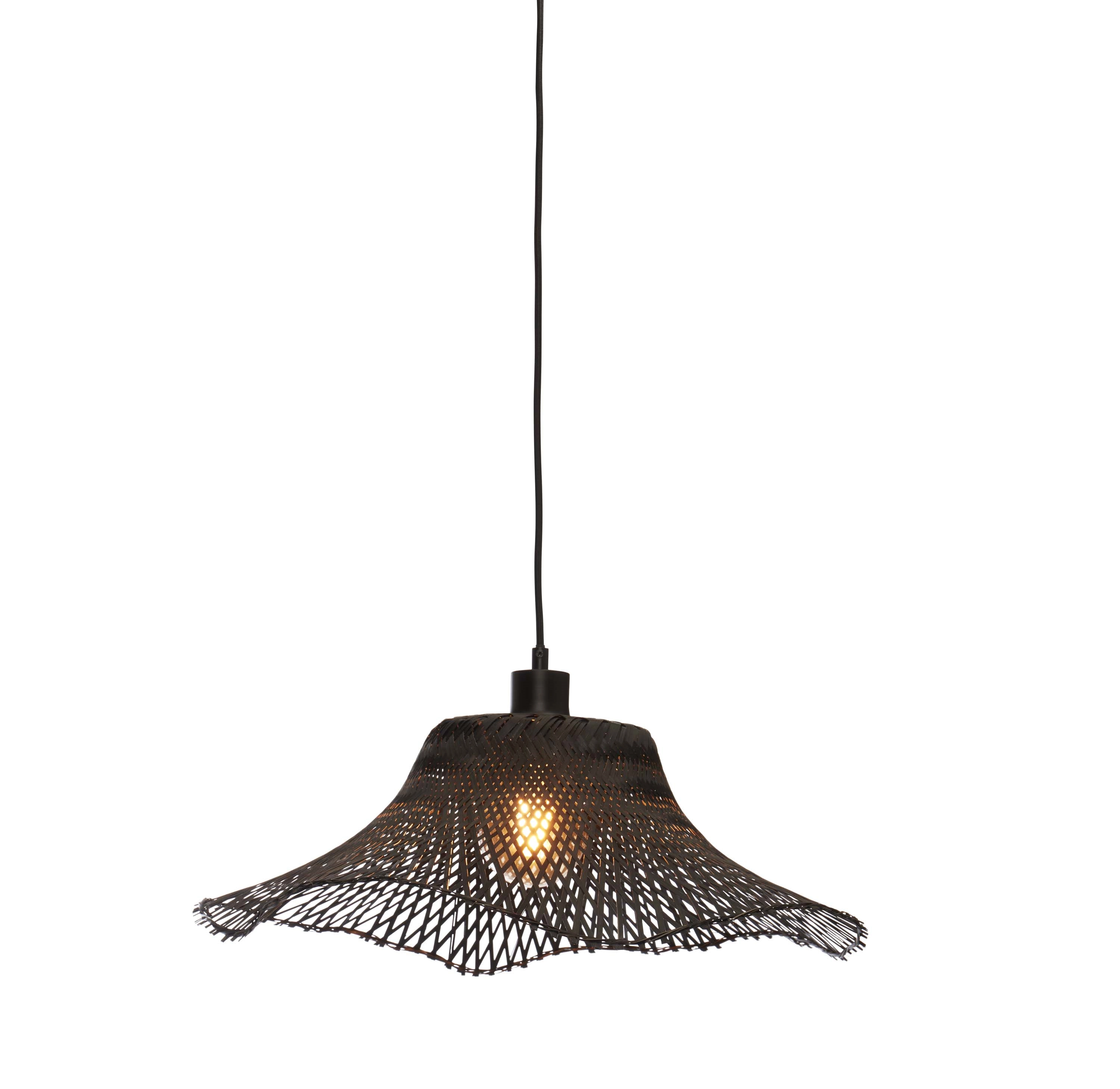 Een Hanglamp Ibiza bamboe wavy dia.50xh.15cm zwart S koop je bij Meubels and More