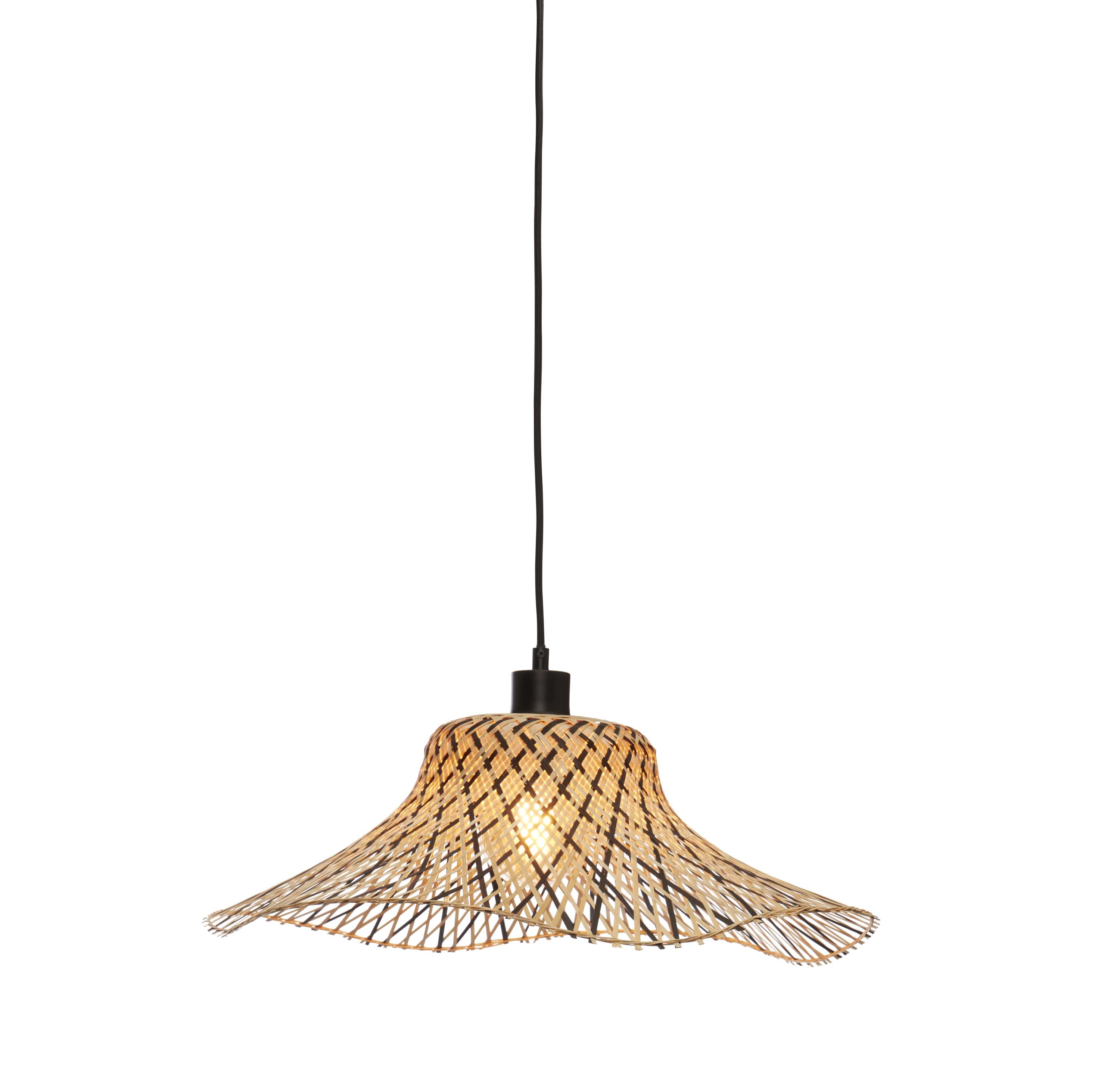 Een Hanglamp Ibiza bamboe wavy dia.50xh.15cm zwart naturel S koop je bij Meubels and More