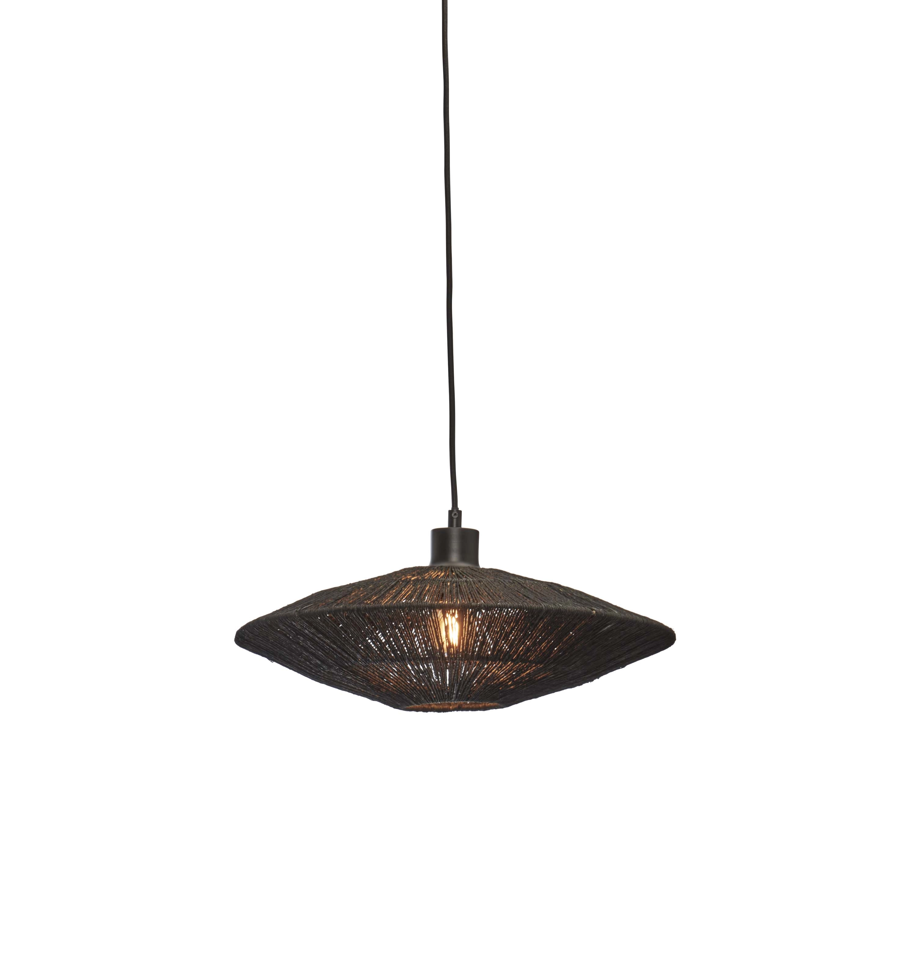 Een Hanglamp Iguazu jute schijf S dia.40xh.12cm zwart koop je bij Meubels and More