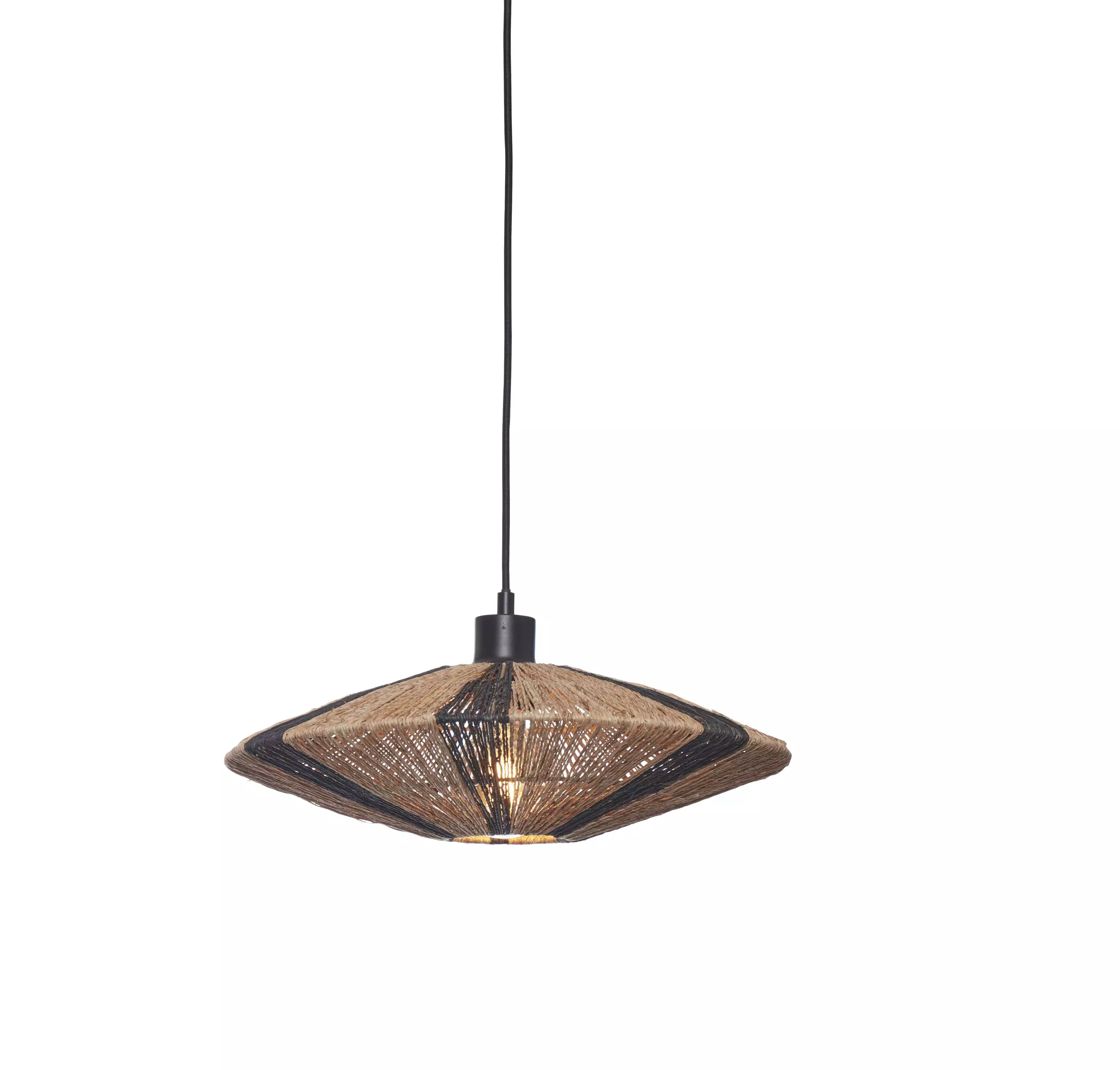 Een Hanglamp Iguazu jute schijf S dia.40xh.12cm zwart naturel koop je bij Meubels and More