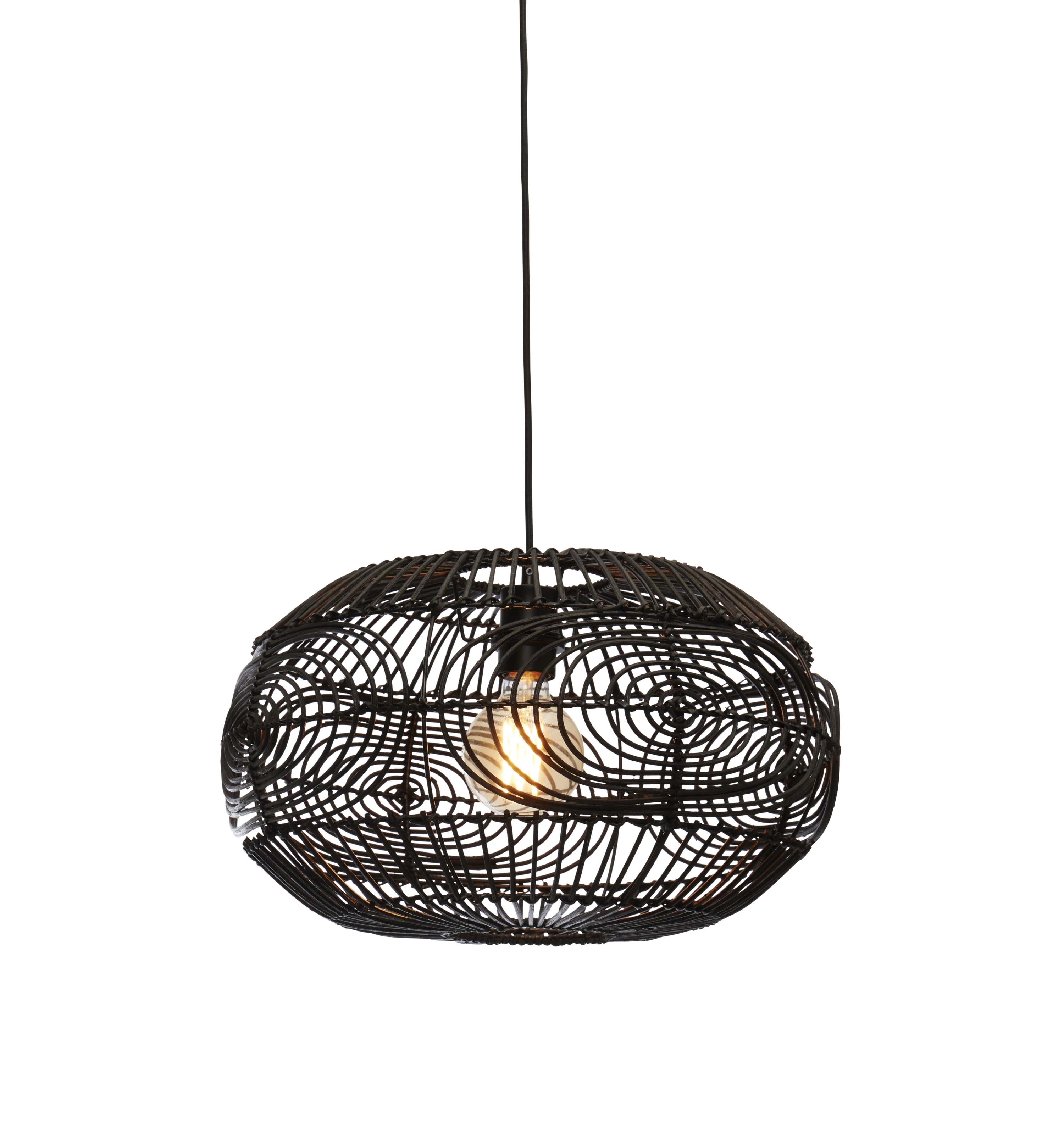 Een Hanglamp Madeira rotan kap dia.48xh.30cm zwart koop je bij Meubels and More