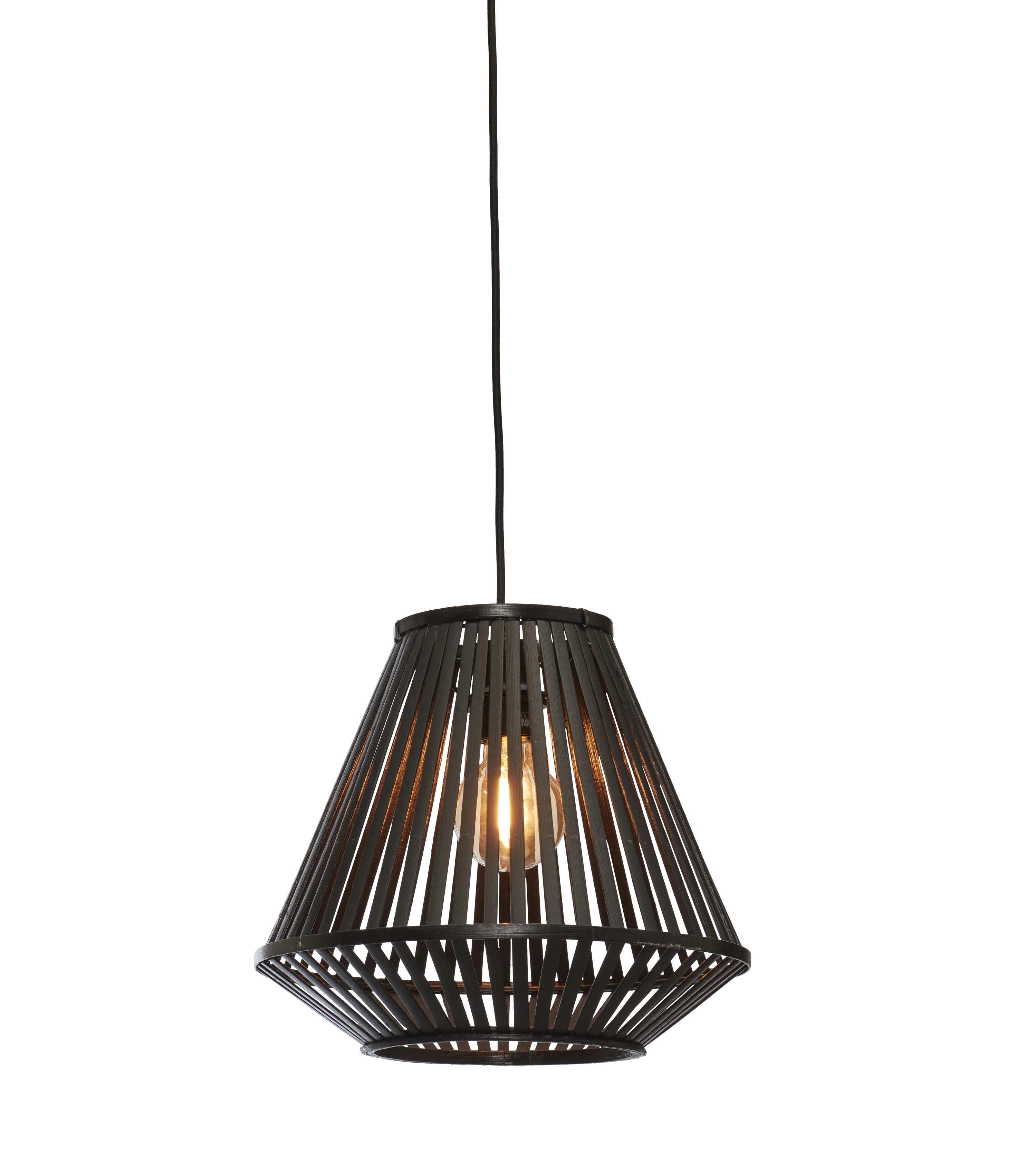 Een Hanglamp Merapi bamboe diamond 30xh.30cm zwart koop je bij Meubels and More