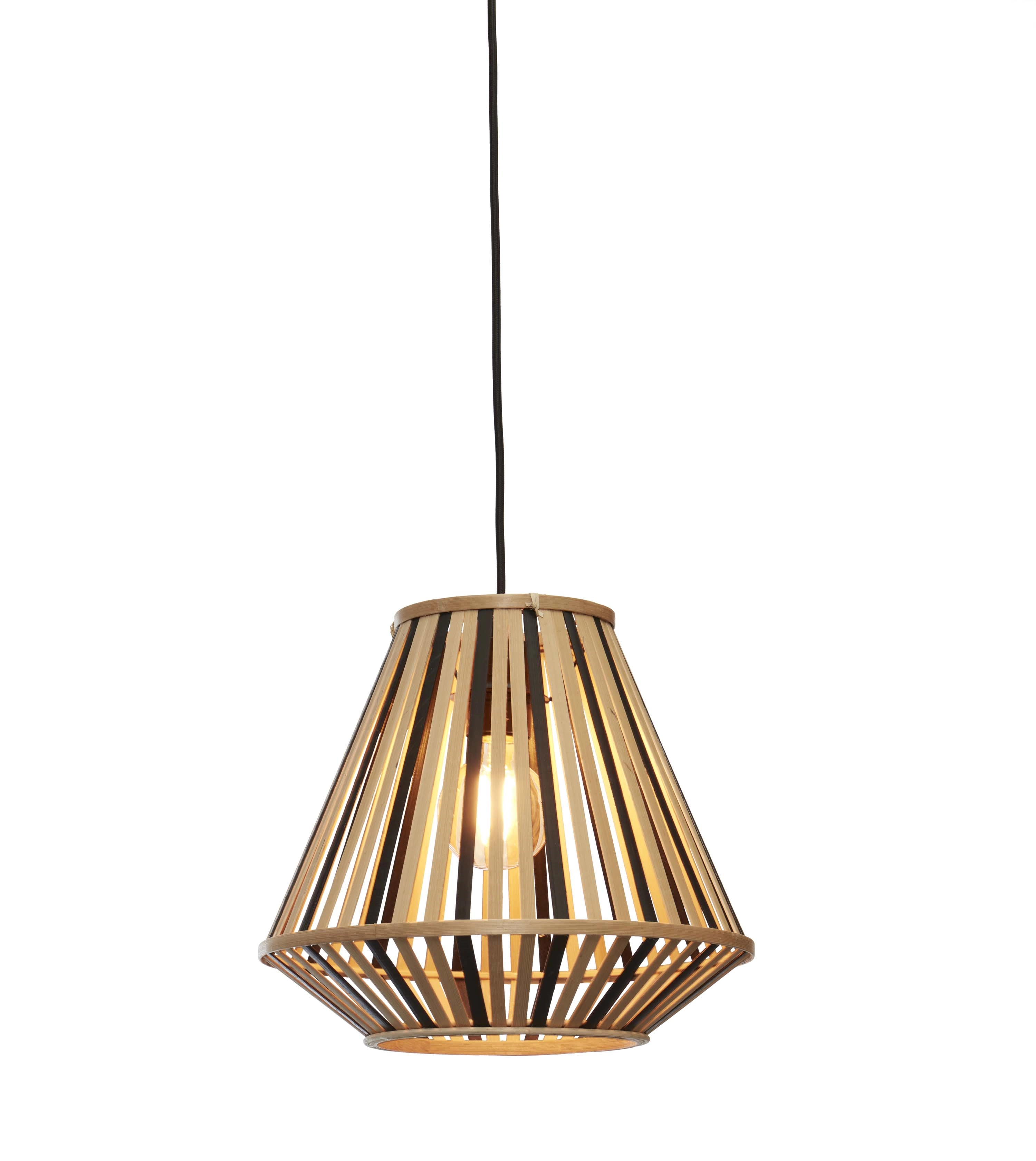 Een Hanglamp Merapi bamboe diamond 30xh.30cm zwart naturel koop je bij Meubels and More