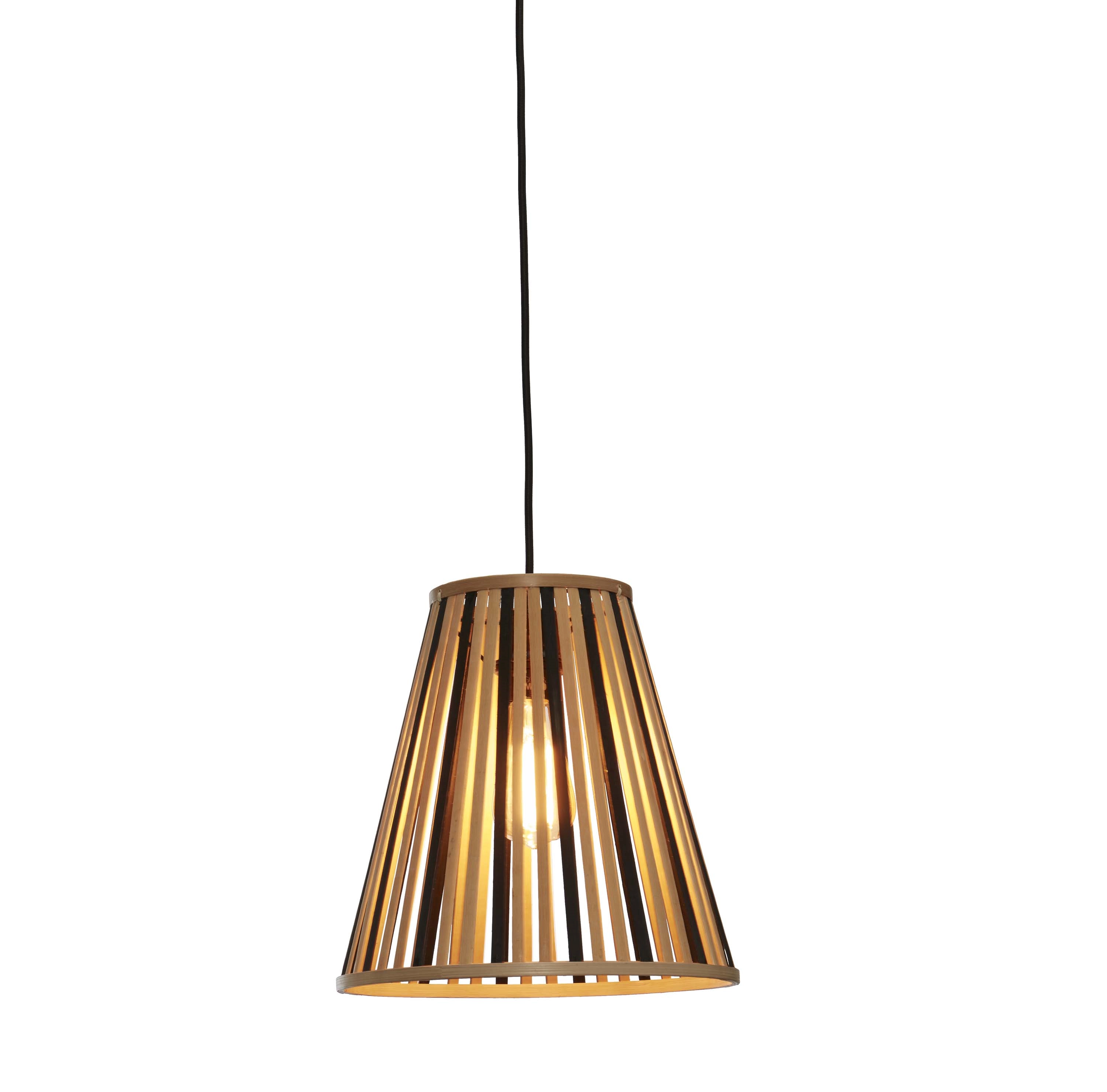 Een Hanglamp Merapi bamboe tapered 30xh.30cm zwart naturel S koop je bij Meubels and More