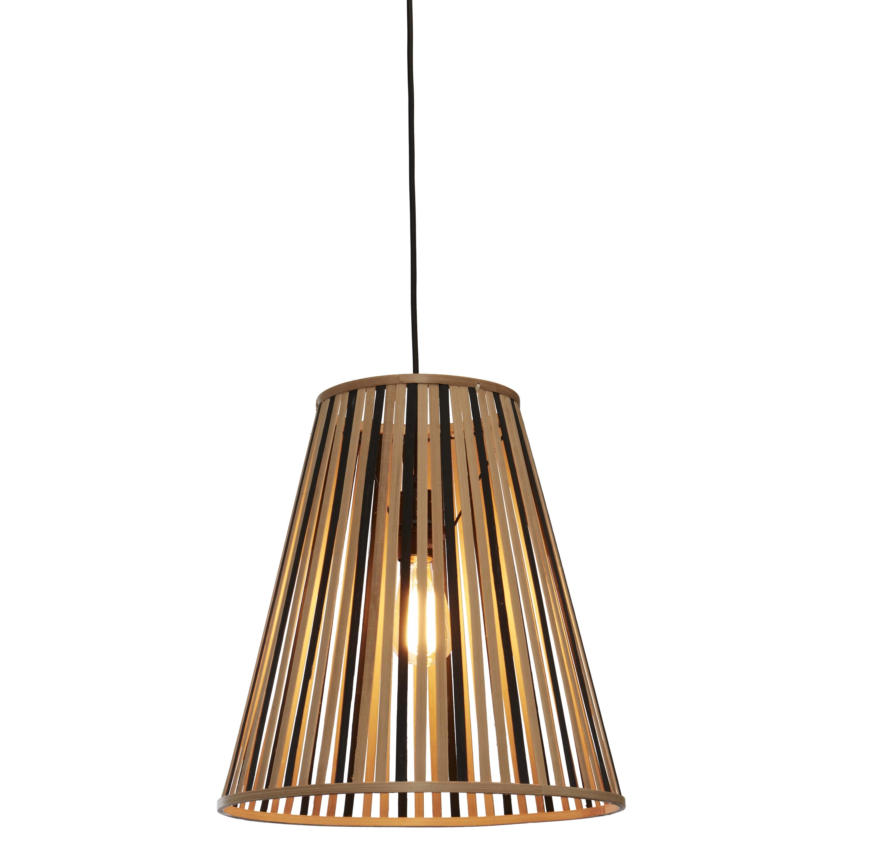 Een Hanglamp Merapi bamboe tapered 40xh.42cm zwart naturel L koop je bij Meubels and More