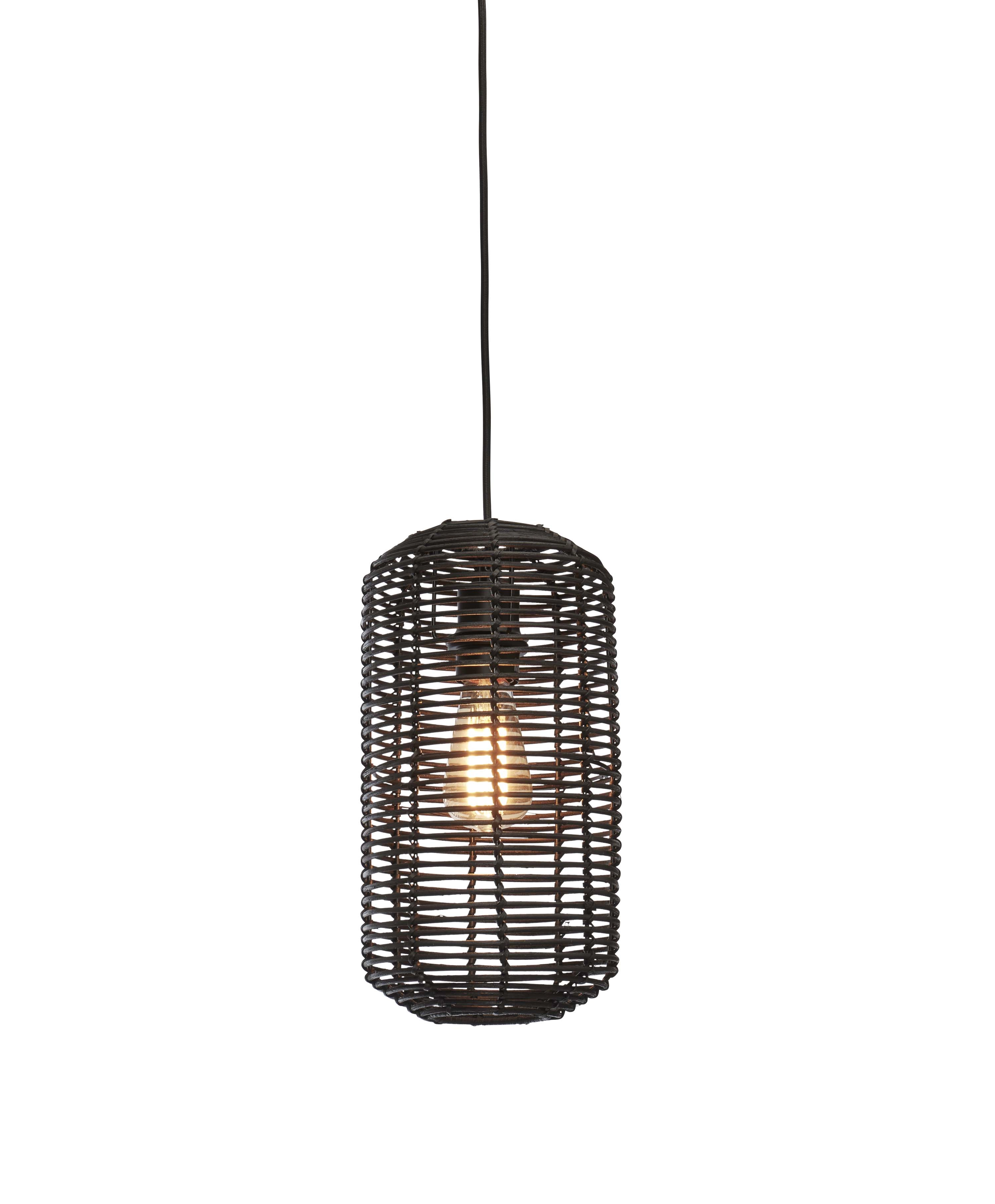 Een Hanglamp Tanami L rotan koker dia.18xh.35cm zwart koop je bij Meubels and More