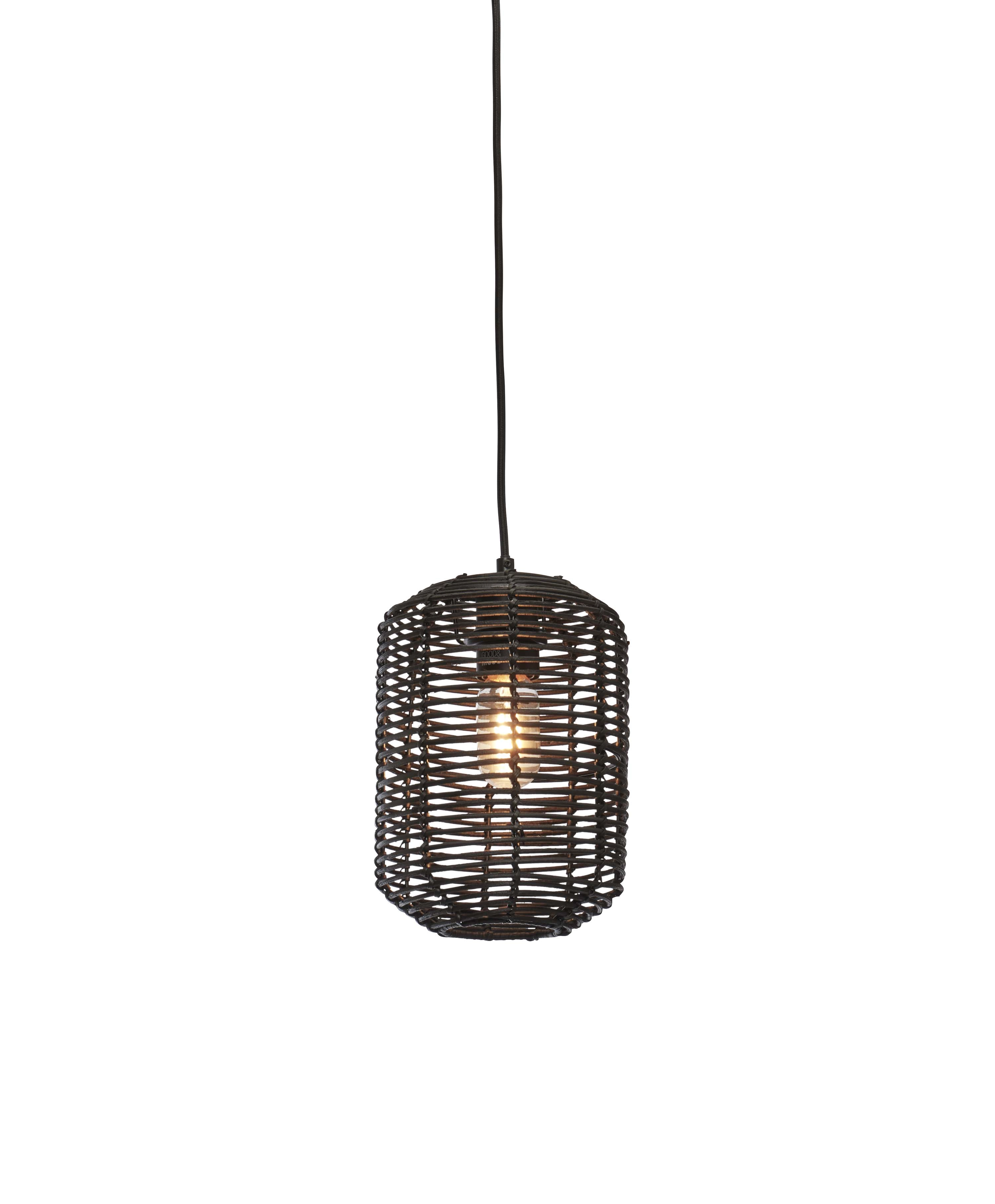 Een Hanglamp Tanami S rotan koker dia.18xh.25cm zwart koop je bij Meubels and More