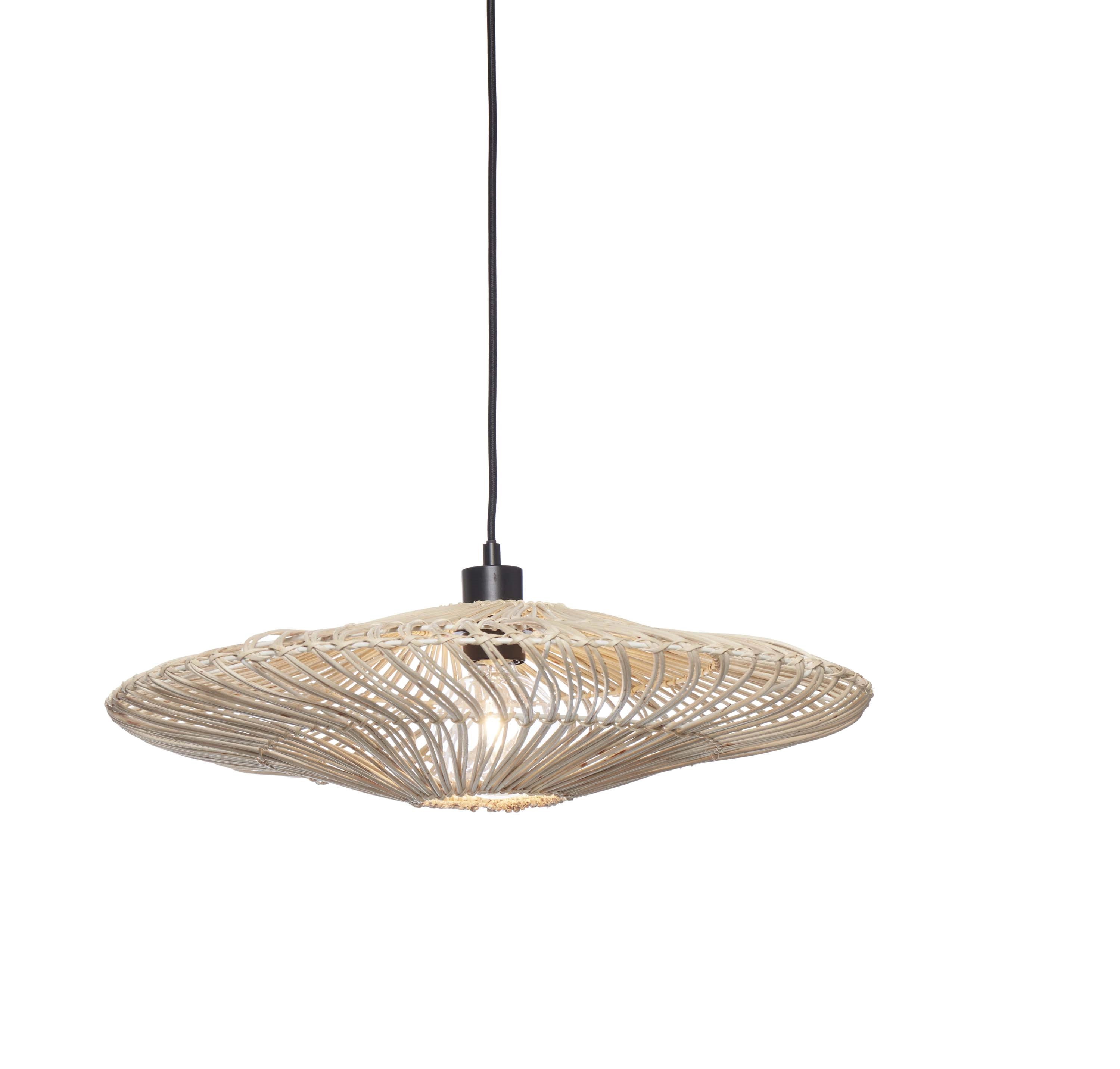 Een Hanglamp Zanzibar L rotan plat dia.55xh.14cm wit koop je bij Meubels and More