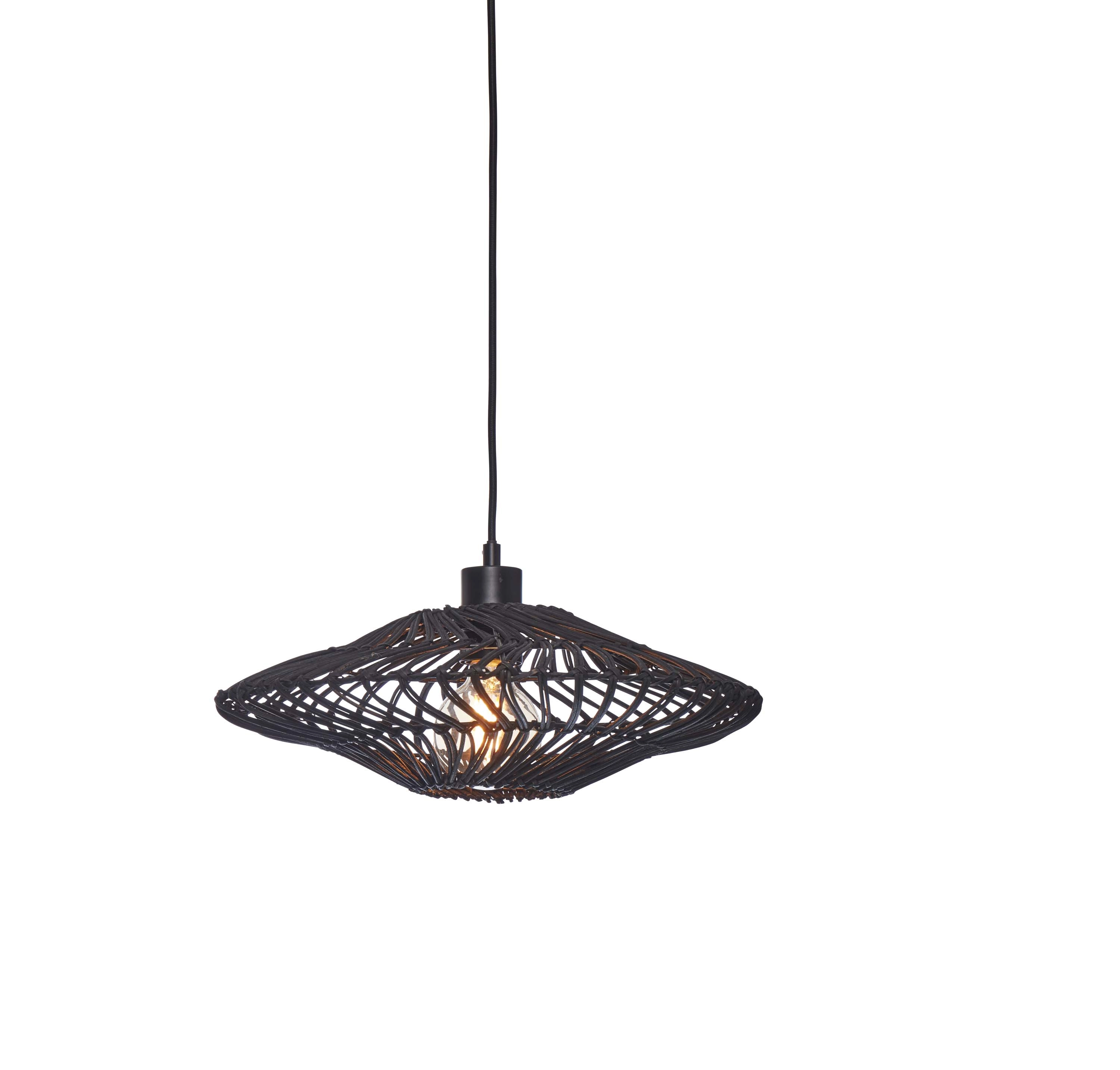 Een Hanglamp Zanzibar S rotan plat dia.40xh.12cm zw. koop je bij Meubels and More