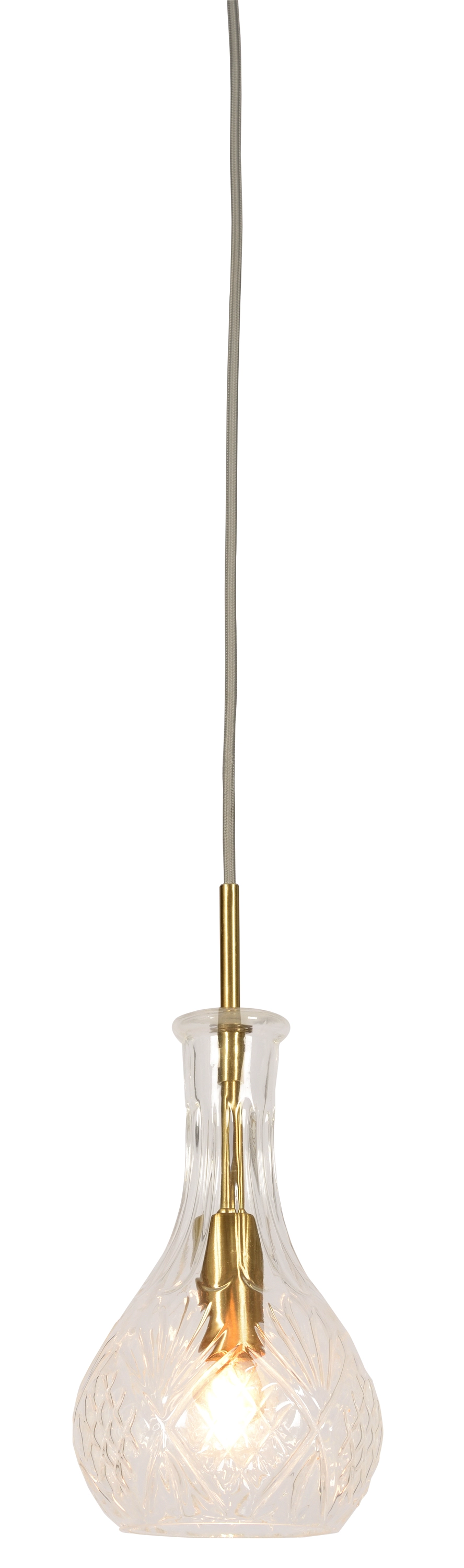 Een Hanglamp glas Brussels dia.14xh.30cm transparant goud druppel koop je bij Meubels and More